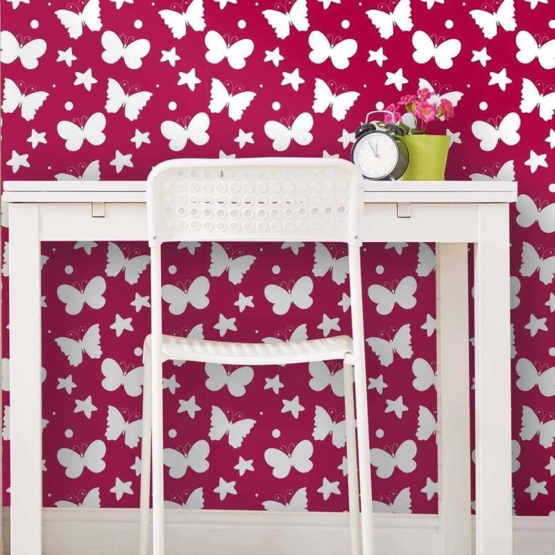 Papel de Parede Adesivo Borboletas Rosa 19 - Papel na Parede