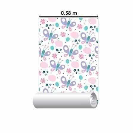 Papel de Parede Adesivo Borboletas Rosa e Roxo 211563523 - Papel na Parede