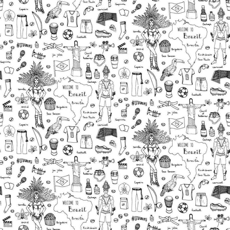 Papel de Parede Adesivo Brasil Preto E Branco 417323395 - Papel na Parede