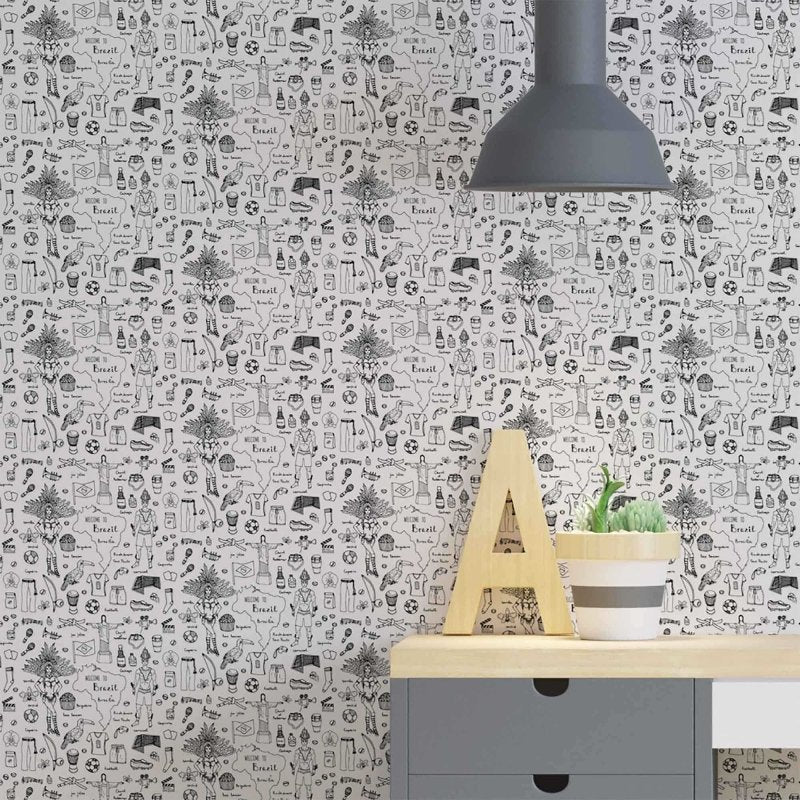 Papel de Parede Adesivo Brasil Preto E Branco 417323395 - Papel na Parede