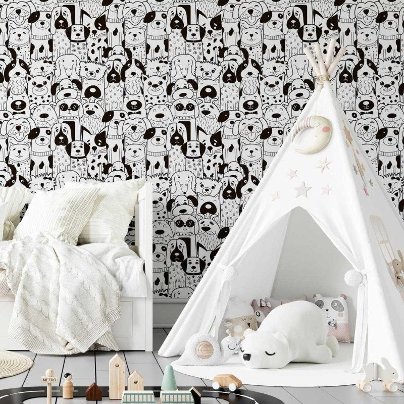 Papel de Parede Adesivo Cachorros Para Colorir N04264 - Papel na Parede