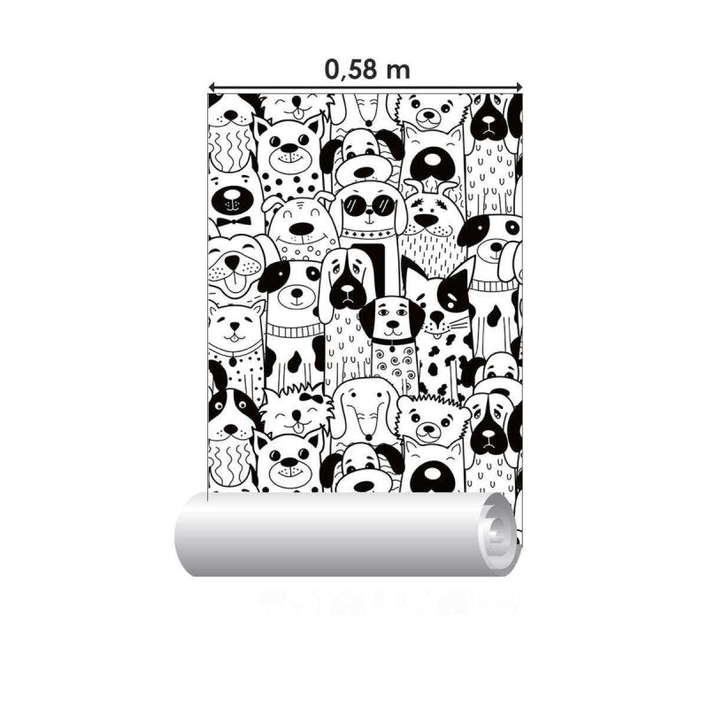 Papel de Parede Adesivo Cachorros Para Colorir N04264 - Papel na Parede