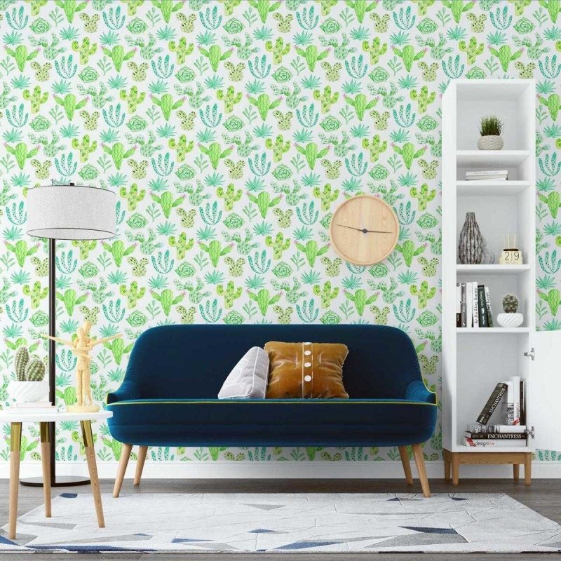 Papel de Parede Adesivo Cactos Aquarela N07001 - Papel na Parede