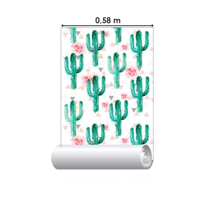 Papel de Parede Adesivo Cactos e Flores N011108 - Papel na Parede
