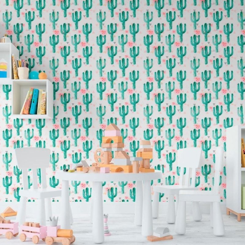 Papel de Parede Adesivo Cactos e Flores N011108 - Papel na Parede