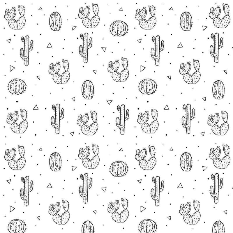 Papel de Parede Adesivo Cactos Preto e Branco N04077 - Papel na Parede
