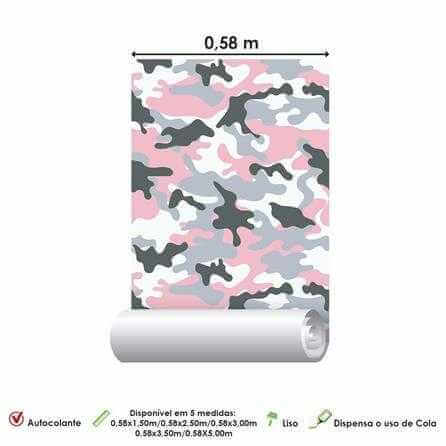 Papel de Parede Adesivo Camuflado Militar Rosa 54712 - Papel na Parede
