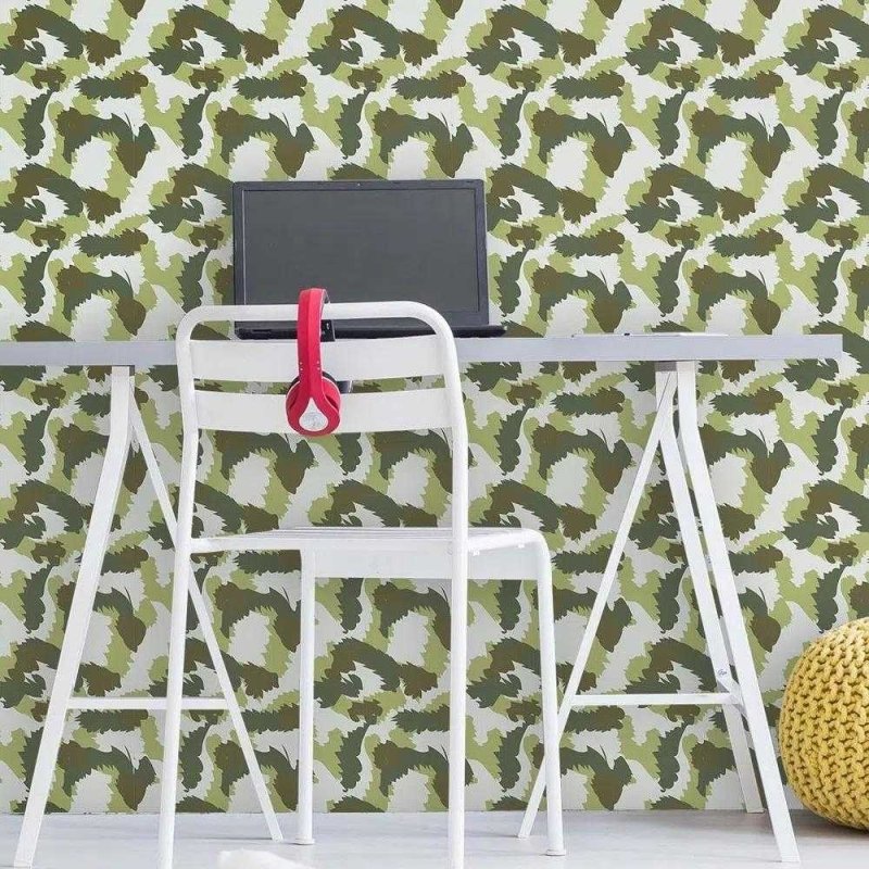 Papel de Parede Adesivo Camuflado Militar Verde 36415 - Papel na Parede