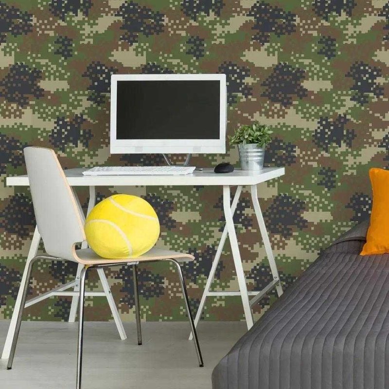 Papel de Parede Adesivo Camuflado Militar Verde 36471 - Papel na Parede