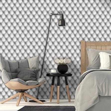 Papel de Parede Adesivo Capitone Cinza 188538791 - Papel na Parede