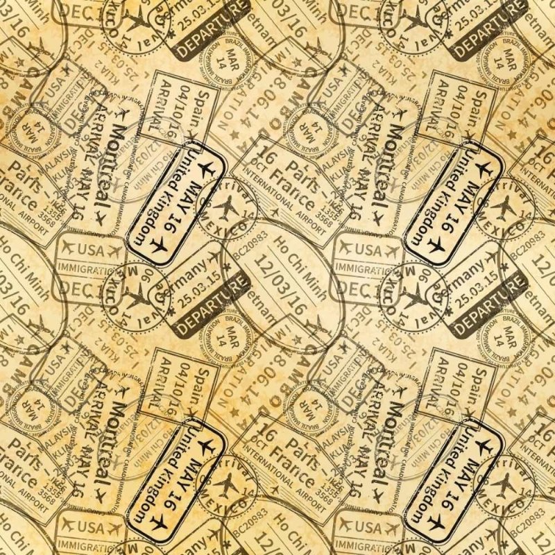 Papel de Parede Adesivo Carimbos de Viagem N019106 - Papel na Parede