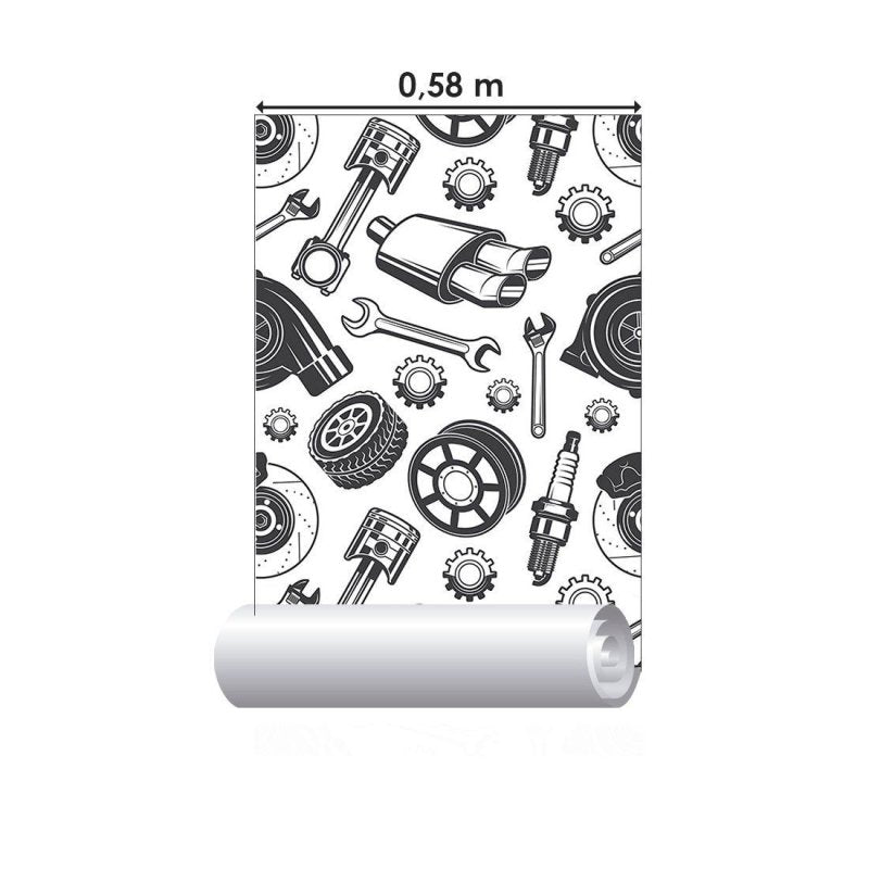 Papel de Parede Adesivo Carros Autopeças N012067 - Papel na Parede