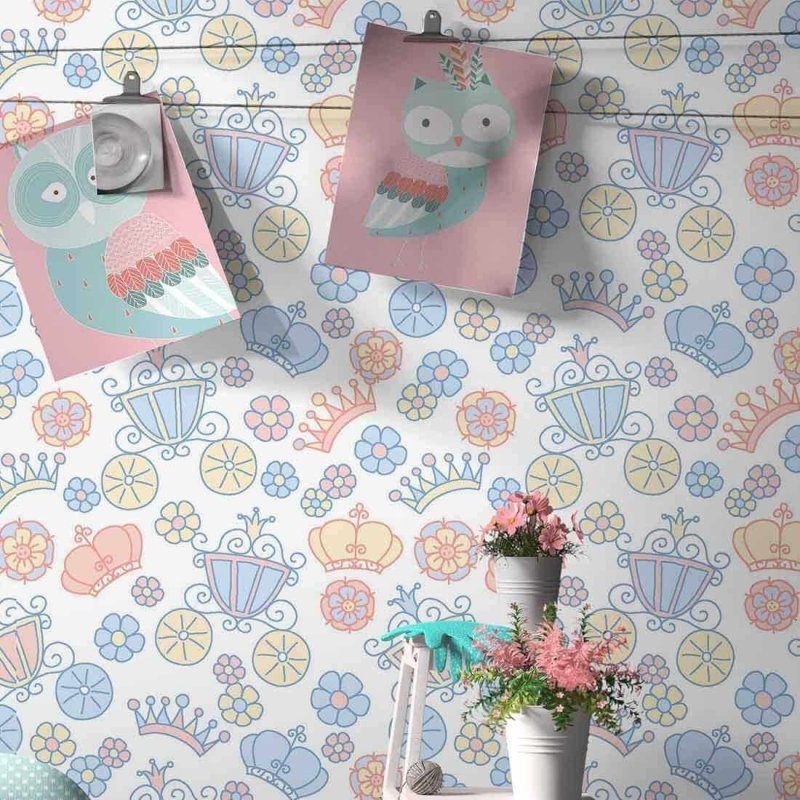 Papel de Parede Adesivo Carruagem Floral 388870963 - Papel na Parede