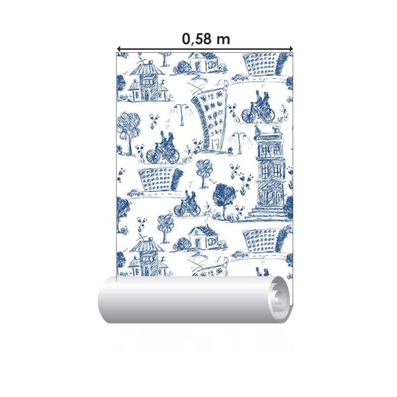 Papel de Parede Adesivo Casal, cidade. N03074 - Papel na Parede