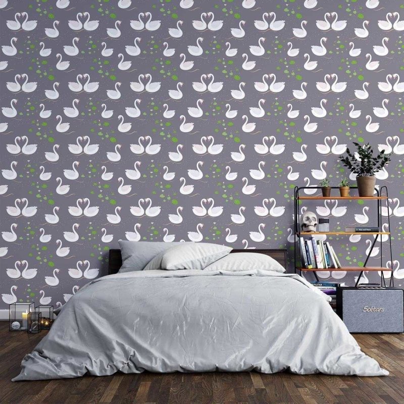 Papel de Parede Adesivo Casal de cisnes N03134 - Papel na Parede