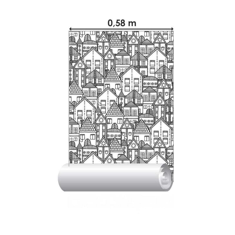 Papel de Parede Adesivo Casas para colorir N03068 - Papel na Parede