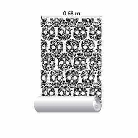 Papel de Parede Adesivo Caveira Branco e Preto 113375542 - Papel na Parede