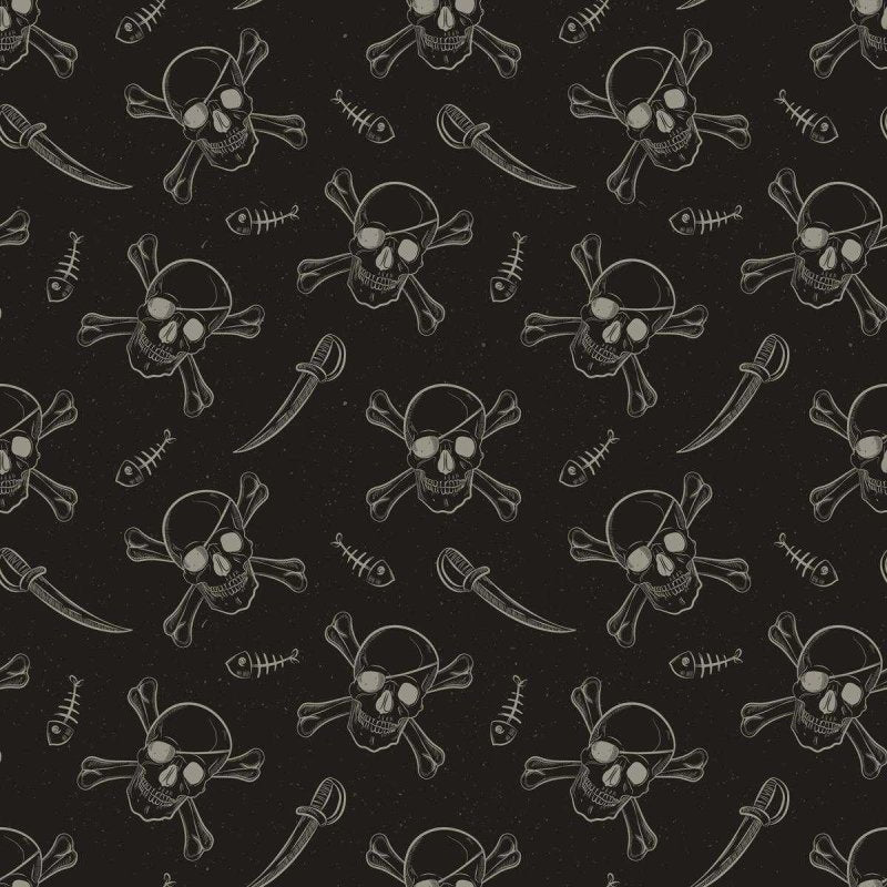 Papel de Parede Adesivo Caveira Pirata Preto N04060 - Papel na Parede
