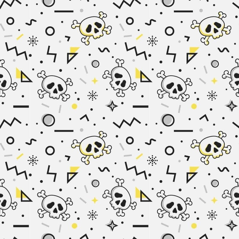 Papel de Parede Adesivo Caveira Preto e Branco N04056 - Papel na Parede