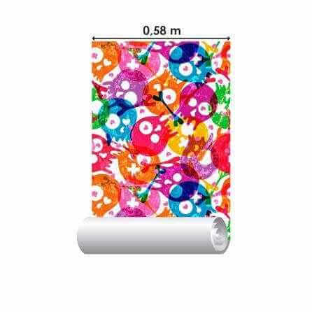 Papel de Parede Adesivo Caveiras Coloridas 0310 - Papel na Parede