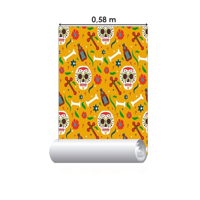 Papel de Parede Adesivo Caveiras Mexicanas N09091 - Papel na Parede