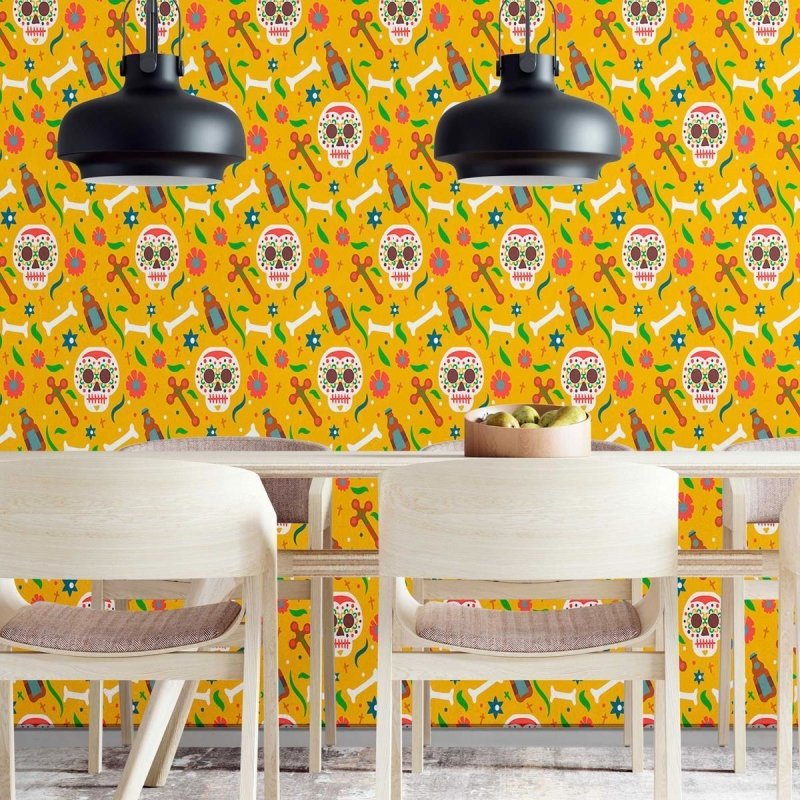 Papel de Parede Adesivo Caveiras Mexicanas N09091 - Papel na Parede