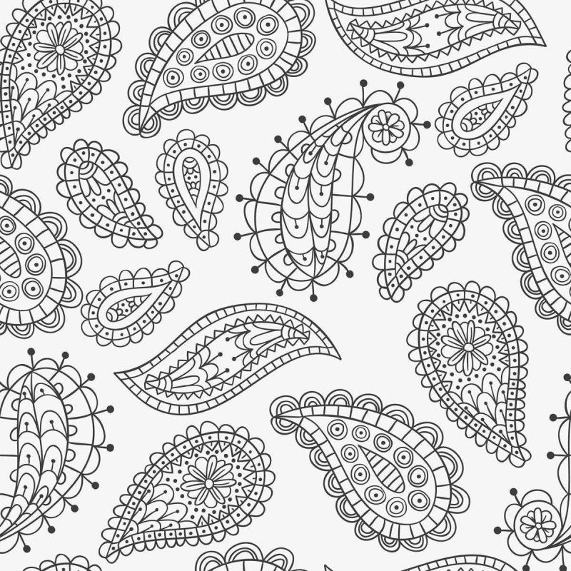 Papel de Parede Adesivo Caxemira Preto e Branco N04143 - Papel na Parede