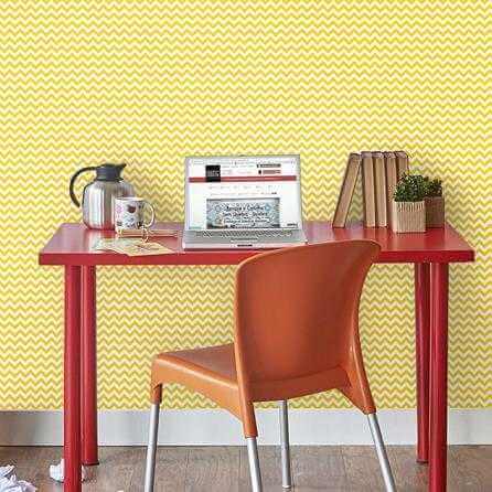 Papel de Parede Adesivo Chevron Amarelo 2548241057 - Papel na Parede