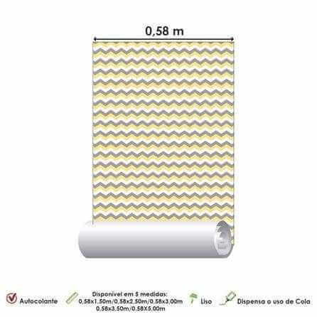 Papel de Parede Adesivo Chevron Amarelo e Cinza 2548241074 - Papel na Parede