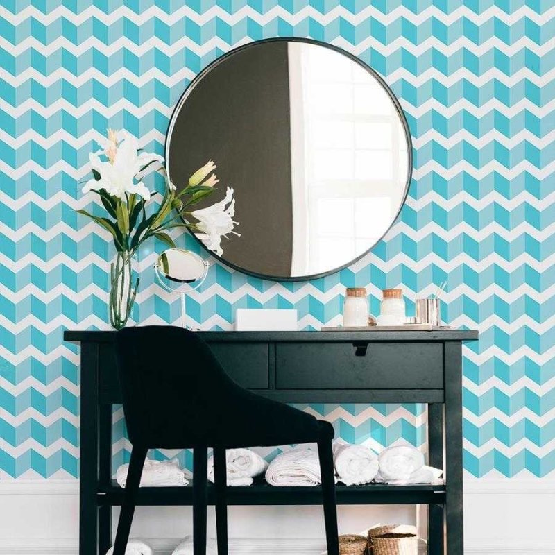 Papel de Parede Adesivo Chevron Azul e Branco N06138 - Papel na Parede
