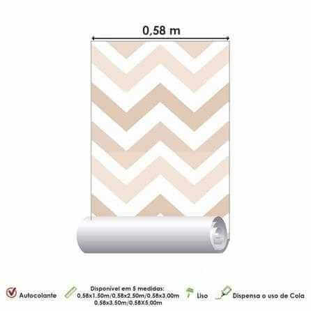 Papel de Parede Adesivo Chevron Bebê Bege 54232 - Papel na Parede