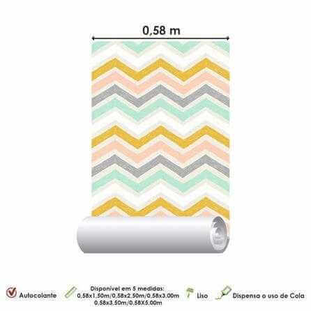 Papel de Parede Adesivo Chevron Colorido 2548241087 - Papel na Parede