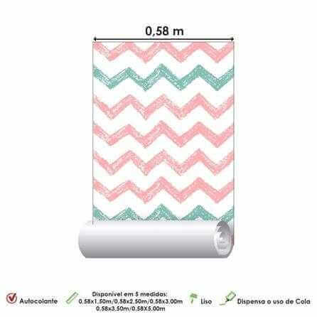 Papel de Parede Adesivo Chevron Colorido Jovem Infantil 65248 - Papel na Parede