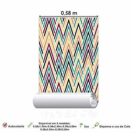 Papel de Parede Adesivo Chevron Jovem Colorido 382964242 - Papel na Parede