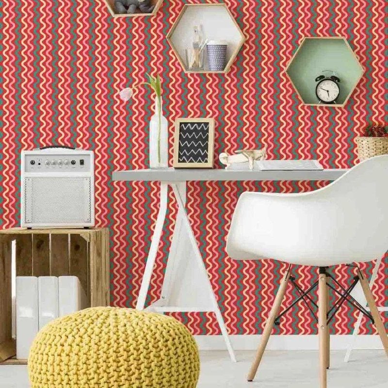 Papel de Parede Adesivo Chevron Vermelho 883999304 - Papel na Parede