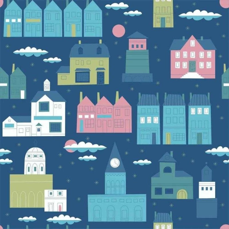 Papel de Parede Adesivo Cidade Azul 364 - Papel na Parede