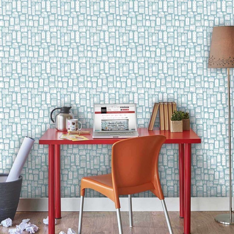 Papel de Parede Adesivo Cidade Casas 113316946 - Papel na Parede