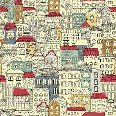 Papel de Parede Adesivo Cidade Casinhas 365444780 - Papel na Parede