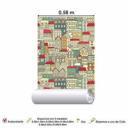 Papel de Parede Adesivo Cidade Casinhas 365444780 - Papel na Parede