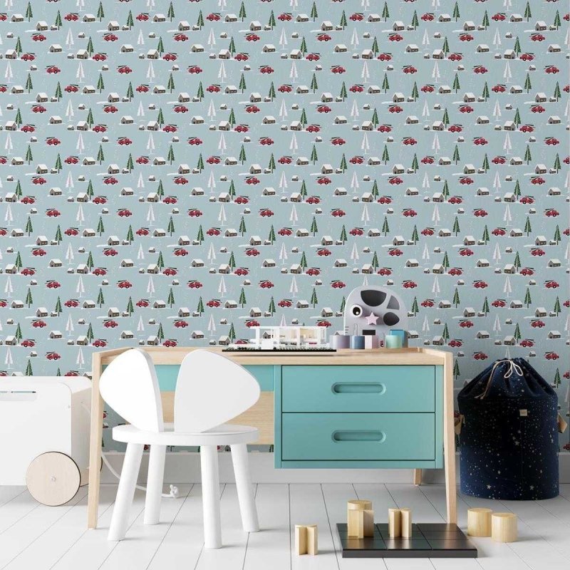 Papel de Parede Adesivo Cidade, neve . N03071 - Papel na Parede