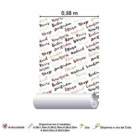 Papel de Parede Adesivo Cidade Palavras Colorido 297826316 - Papel na Parede