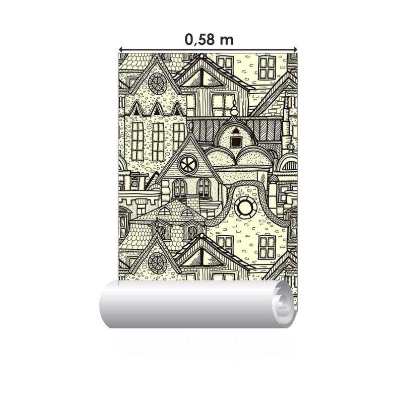 Papel de Parede Adesivo Cidade para colorir N03072 - Papel na Parede
