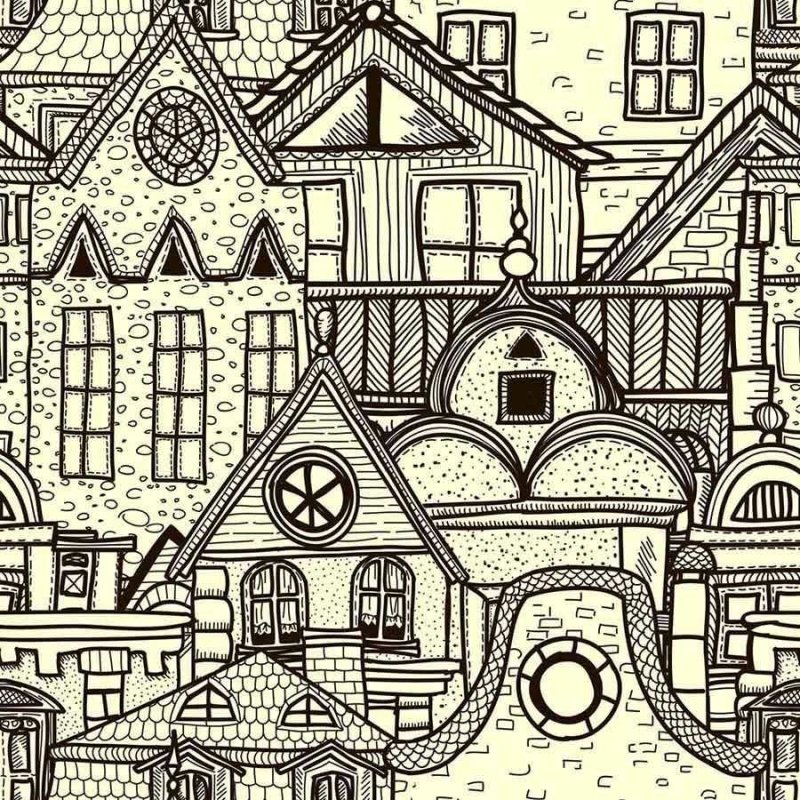 Papel de Parede Adesivo Cidade para colorir N03072 - Papel na Parede
