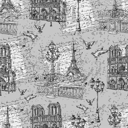 Papel de Parede Adesivo Cidade Paris Cinza 377645305 - Papel na Parede