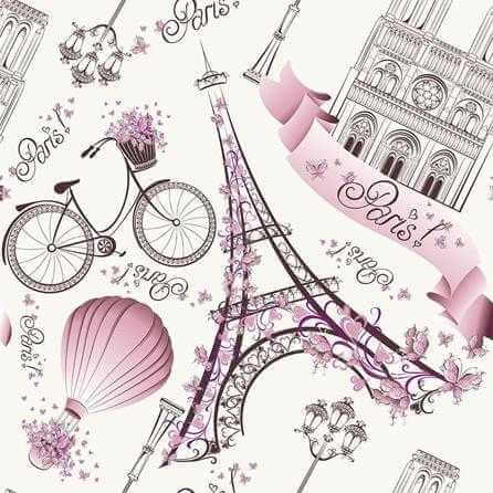 Papel de Parede Adesivo Cidade Paris Rosa 203986717 - Papel na Parede