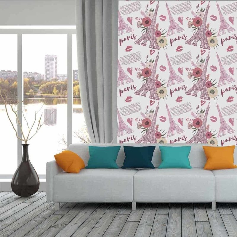 Papel de Parede Adesivo Cidade Paris Rosa 515265268 - Papel na Parede