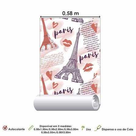 Papel de Parede Adesivo Cidade Paris Vermelho 458023579 - Papel na Parede
