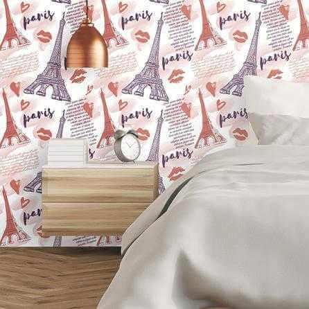 Papel de Parede Adesivo Cidade Paris Vermelho 458023579 - Papel na Parede