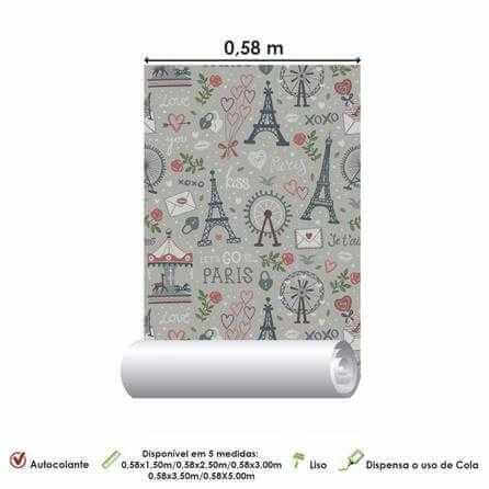 Papel de Parede Adesivo Cidade Paris Xoxo 537281320 - Papel na Parede