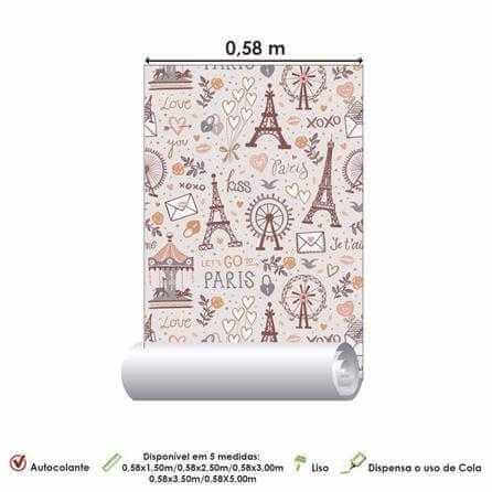 Papel de Parede Adesivo Cidade Paris Xoxo 537281338 - Papel na Parede